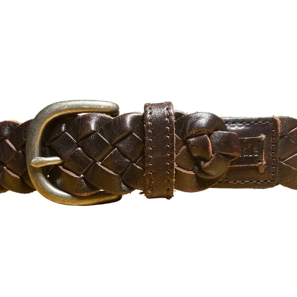 Aeropostale Dark Brown Braided Leather Belt‎ Woven Boho Up to Size 38
